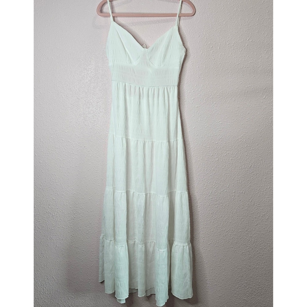 White Maxi Dress Babydoll Tie Back‎ Tiered Sleeveless Beach Bride Wedding Casual